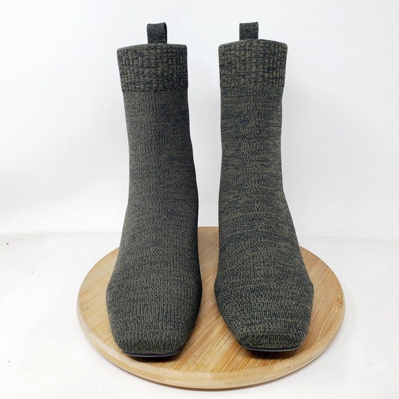 Vivaia Regina Pro Boots Womens 37.5 Olive Square Toe Fishtail Heel Knit Stretch - Picture 4 of 16